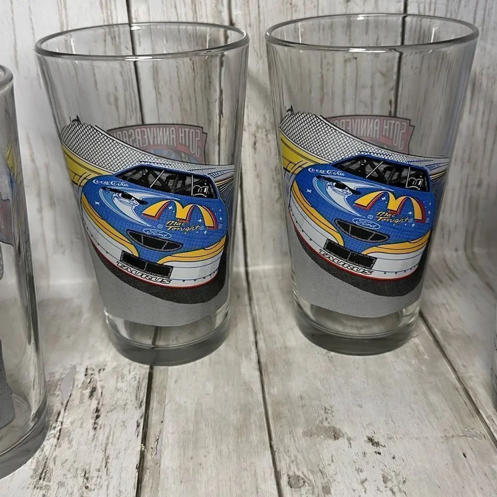 Vintage 1998 Nascar 50th Anniversary Bill Elliot McDonald's Pint Drinking Glasse